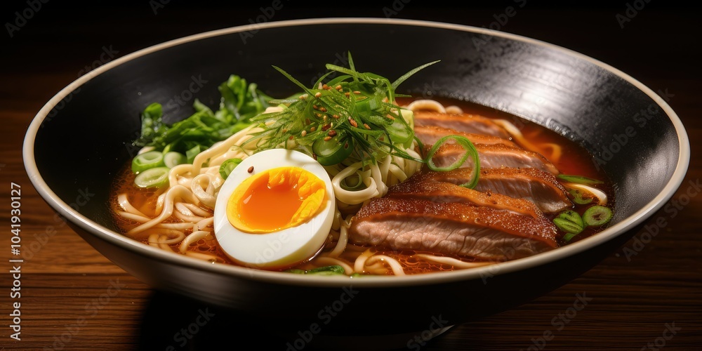 Duck ramen with egg and green onions Duck ramen with egg and green onions