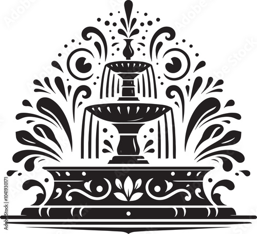 Water fountain silhouette vector illustration isolated on a white background