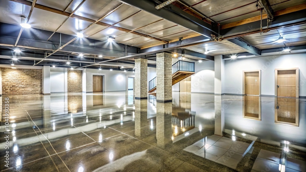 flooded basement reflections overflow water damage panoramic flooded basement reflections overflow water damage panoramic