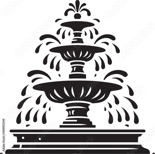 Water fountain silhouette vector illustration isolated on a white background