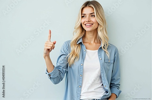 Optimistic and Forward-Looking Woman Pointing with a Bright Smile, Symbolizing Positivity, Confidence, and Hope for the Future