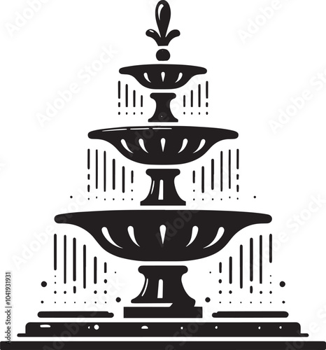 Water fountain silhouette vector illustration isolated on a white background