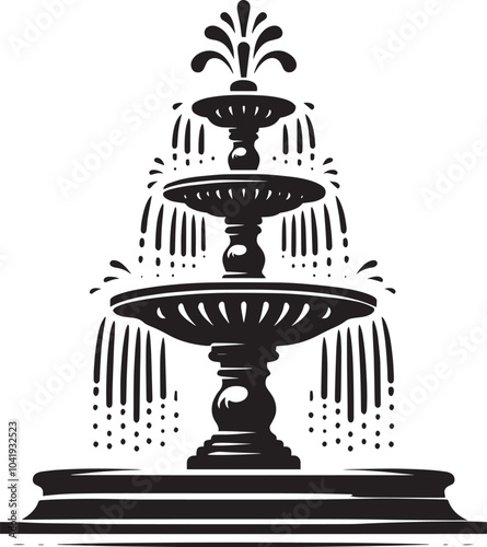 Water fountain silhouette vector illustration isolated on a white background