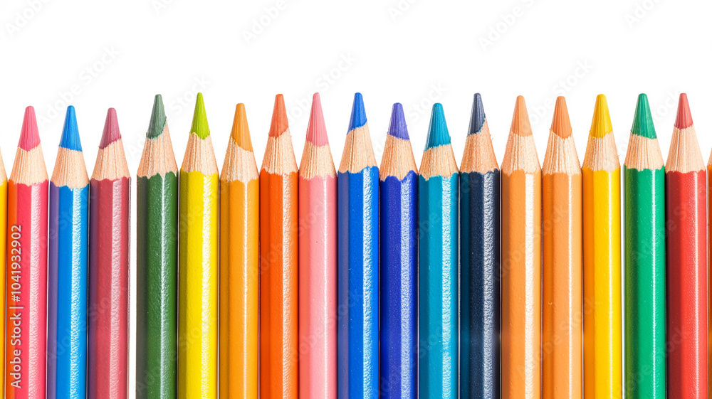 Colorful crayons in a row on a white background. Colorful crayons in a row on a white background.