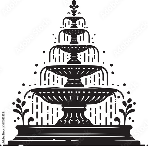 Water fountain silhouette vector illustration isolated on a white background