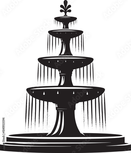 Water fountain silhouette vector illustration isolated on a white background