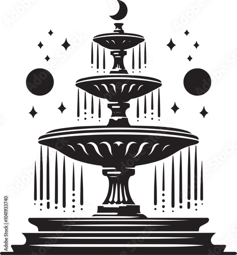 Water fountain silhouette vector illustration isolated on a white background
