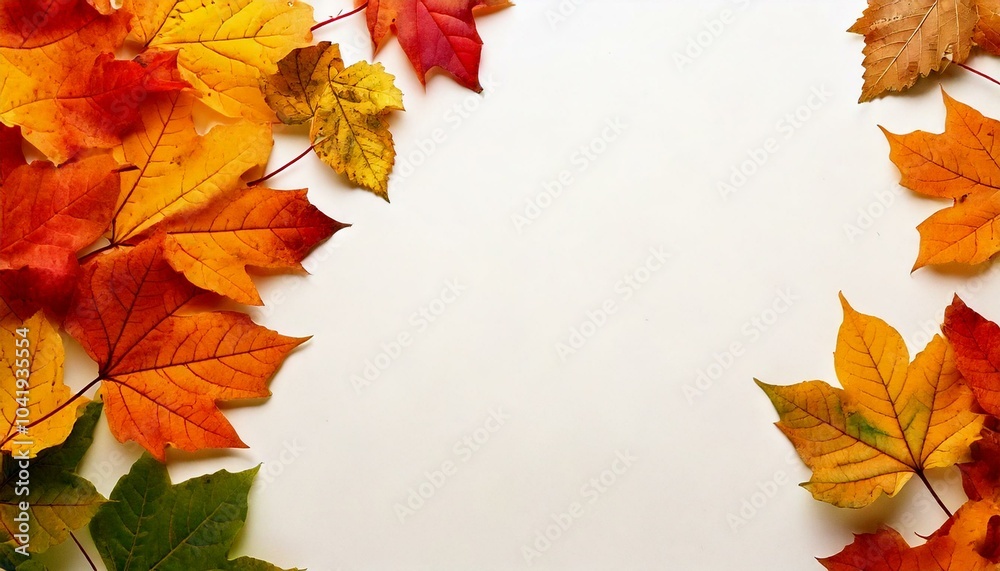 Fall autumn leaves isolated on a white background with space for text Fall autumn leaves isolated on a white background with space for text