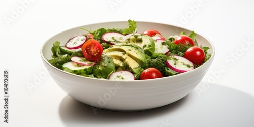 Fresh salad with avocado, tomato & cucumber