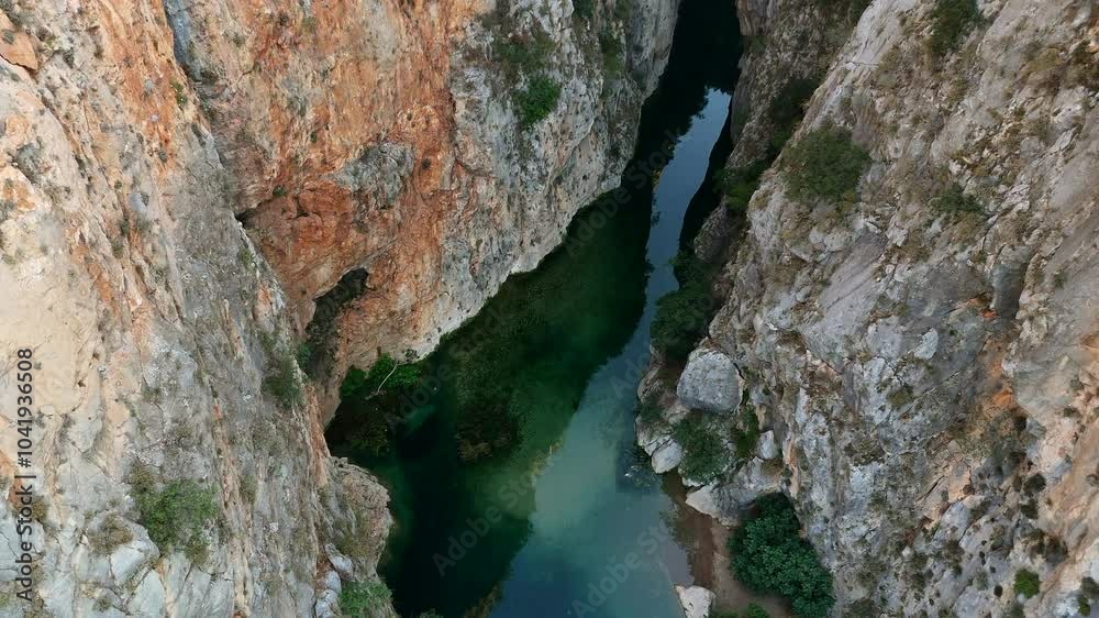 Stunning Aerial of Kapuz Canyon in Antalya with Crystal Clear Turquoise Waters