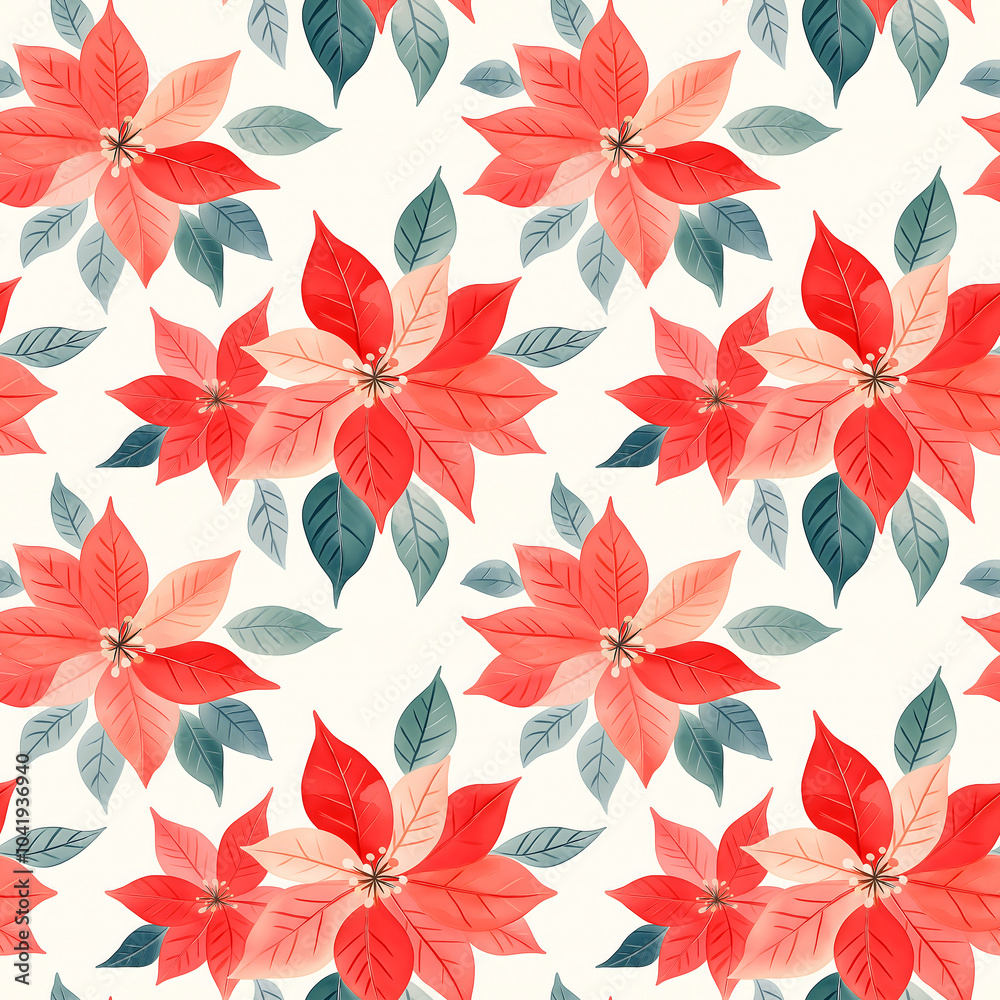 Delicate watercolor poinsettias in soft red and pine a celebration of nature's holiday beauty Delicate watercolor poinsettias in soft red and pine a celebration of nature's holiday beauty