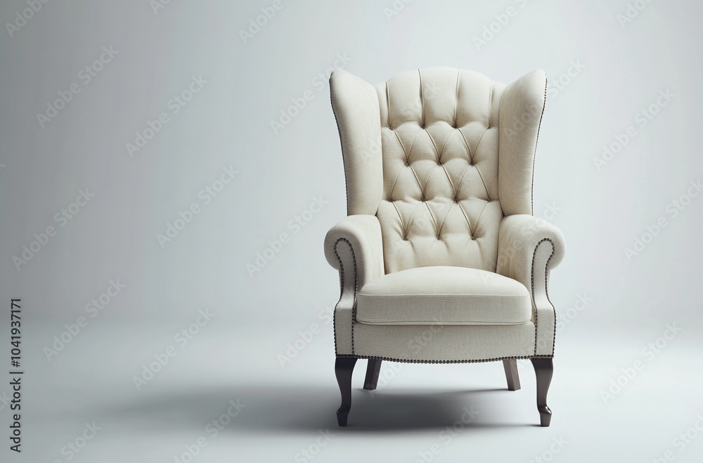 a classic wingback chair with high back and tufted fabric upholstery a classic wingback chair with high back and tufted fabric upholstery