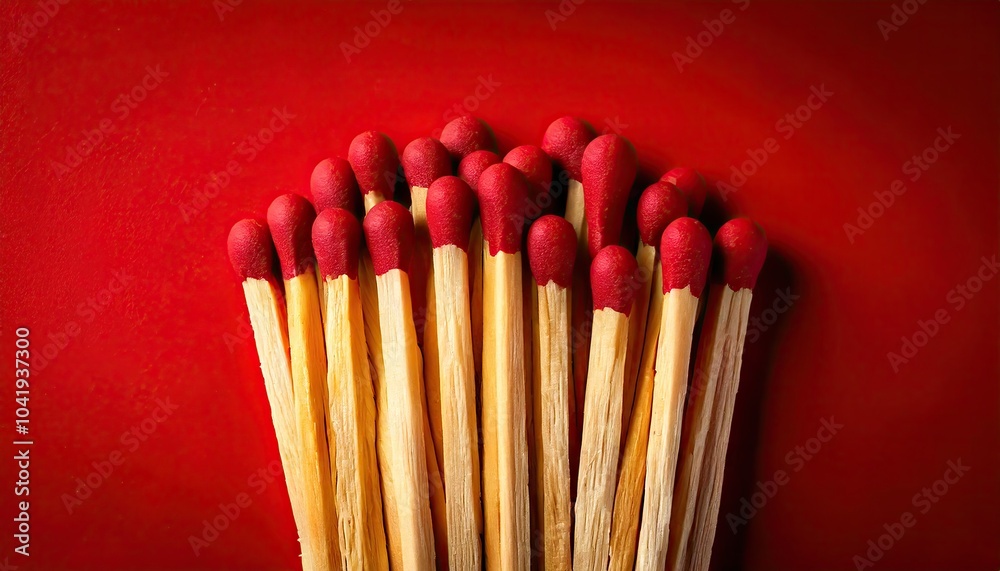 Matches on a red background close up Matches on a red background close up