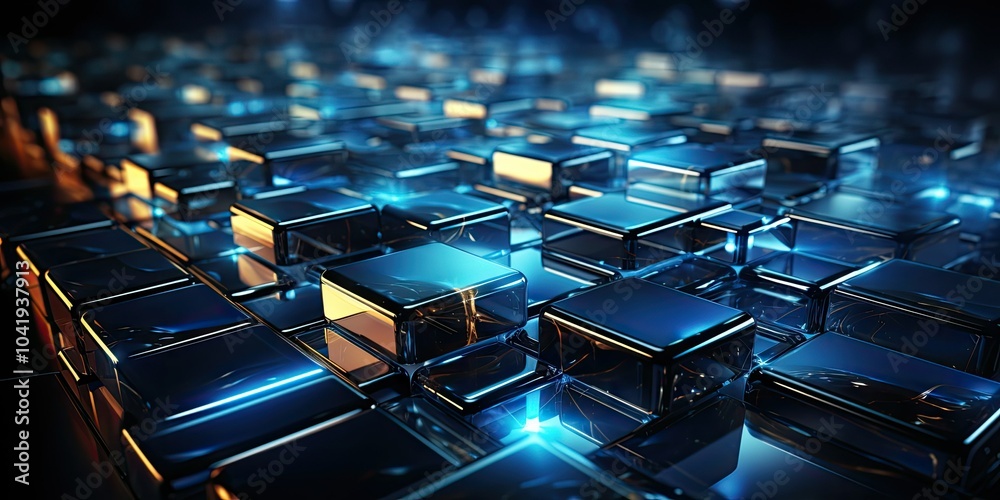 Metallic blue cubes abstract Metallic blue cubes abstract