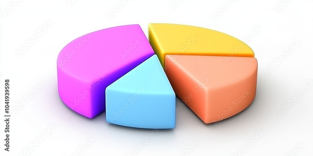 Obraz premium Colorful 3D pie chart with four segments, representing data or information.