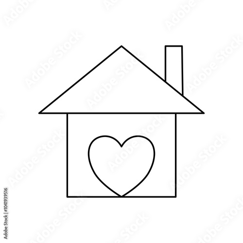 House icon with heart, care home icon concept, construction building, isolated on white