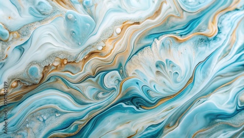 Marble Textured Background with Fluid Art in White and Light Blue for Modern Wallpaper Design