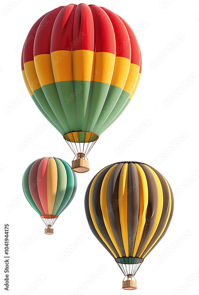 Fototapeta premium Colorful Hot Air Balloons in a Clear Sky on transparent background