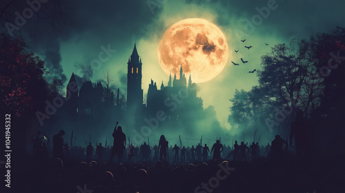 Halloween background, concert, festival, pumpkin, Illustration