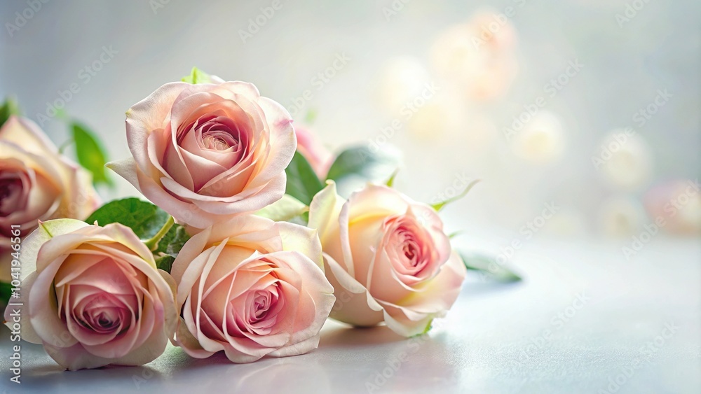 Fototapeta premium Delicate roses on light background