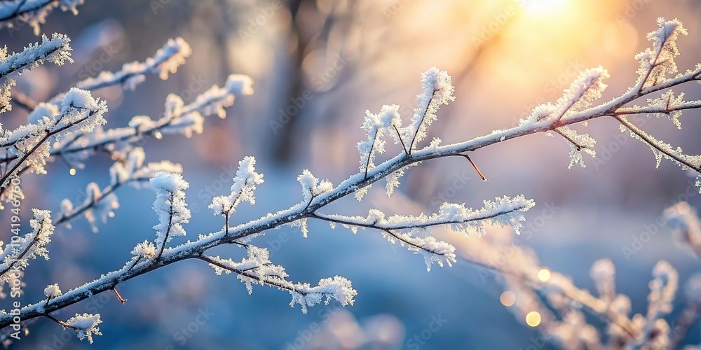 Delicate snow covered branches in soft light Delicate snow covered branches in soft light