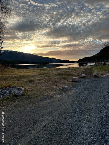 Sun set overf norway photo