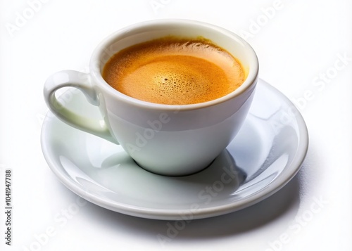Minimalist Espresso Coffee Closeup in White Cup for Morning Boost