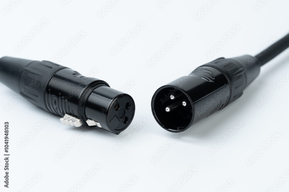 Male and female XLR cable connection Male and female XLR cable connection