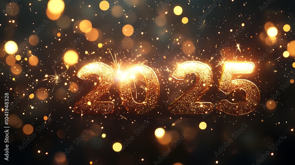 Obraz premium Sparkling 2025 New Year Celebrations in Various Styles and Vibrant Colors
