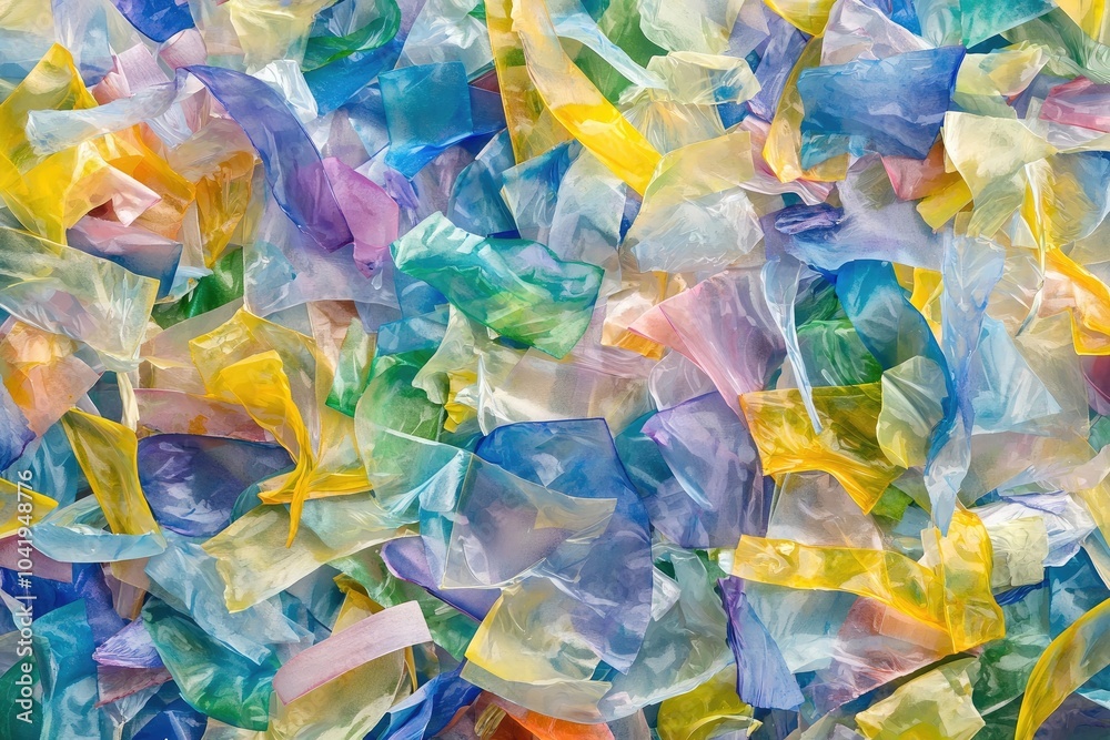 Obraz premium Colorful plastic scraps on a textured surface, white isolate background