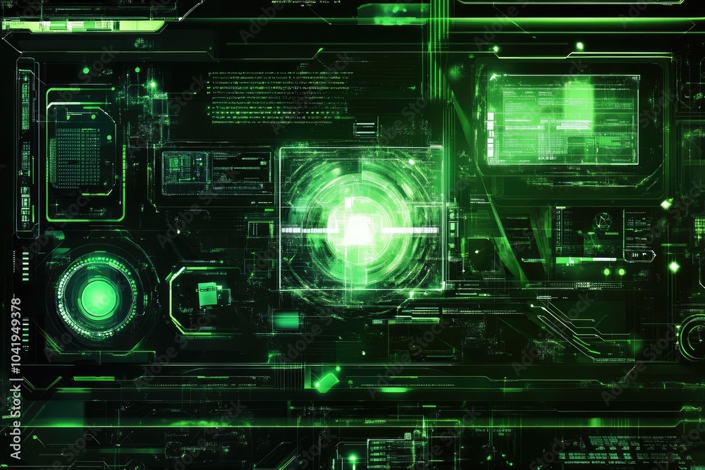 Futuristic green digital interface design. Futuristic green digital interface design.