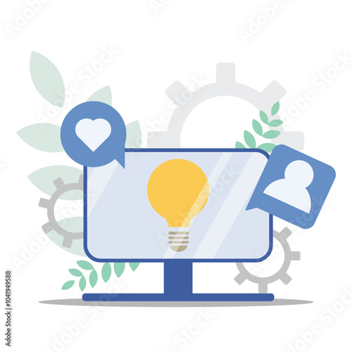 computer illustration with lamp icon