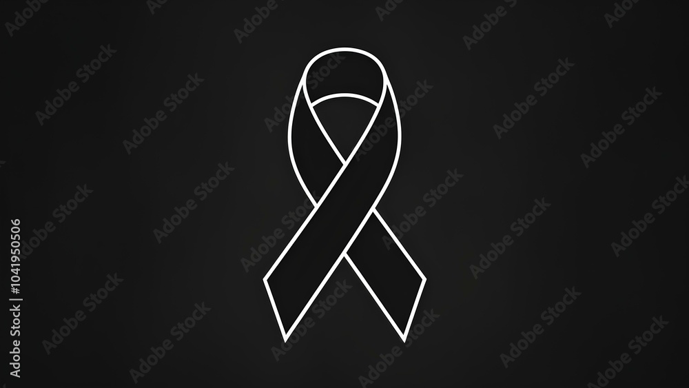 Mourning black ribbon on a strict dark background, symbolizing grief. Minimalistic design for mournful, memorial events. For designing materials related to loss or remembrance. Mourning black ribbon on a strict dark background, symbolizing grief. Minimalistic design for mournful, memorial events. For designing materials related to loss or remembrance.