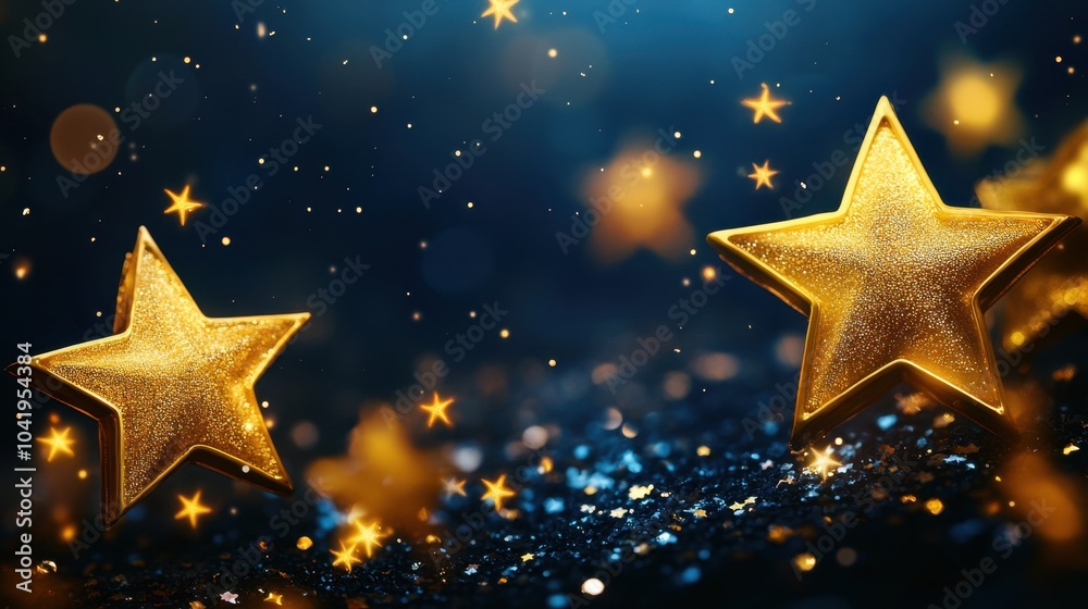 Enchanting Gold Stars in the Night Sky - Dreamy and Whimsical Background for Childlike Themes Enchanting Gold Stars in the Night Sky - Dreamy and Whimsical Background for Childlike Themes