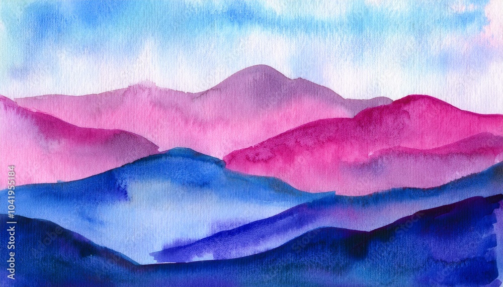 grunge watercolor illustration of blue pink mountains abstract background of nature landscape for prints packaging design grunge watercolor illustration of blue pink mountains abstract background of nature landscape for prints packaging design