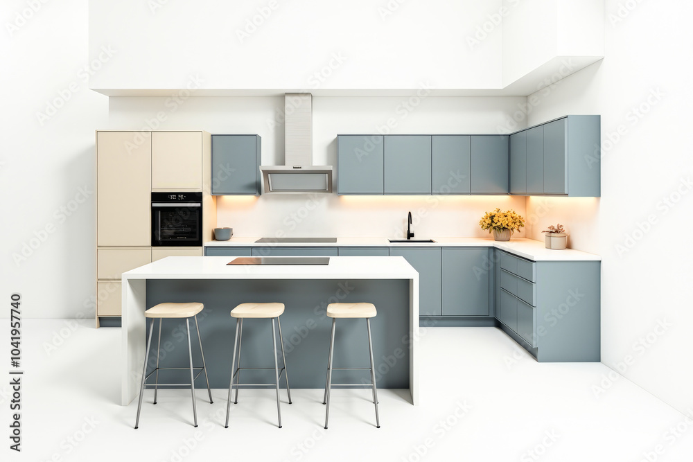 light grey kitchen set on a white background isolated light grey kitchen set on a white background isolated