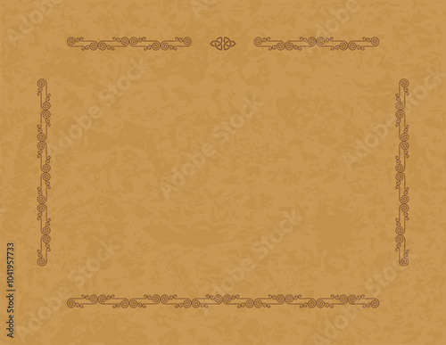 Medieval Parchment Background - Celtic Frame with Two Triquetras Header