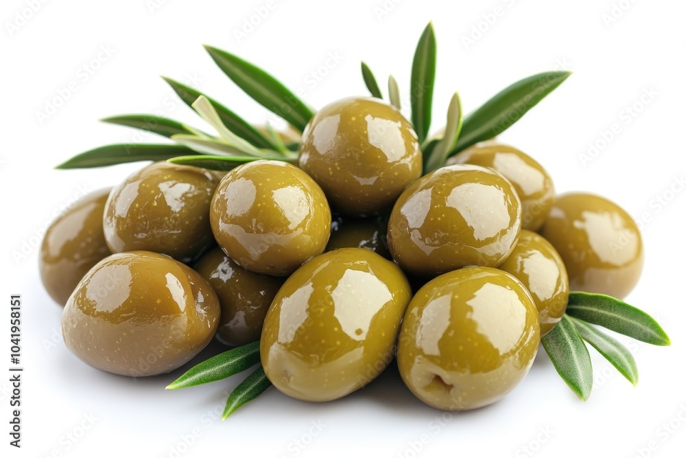 Green Olives with Leaves - Fresh, Healthy, and Delicious Green Olives with Leaves - Fresh, Healthy, and Delicious