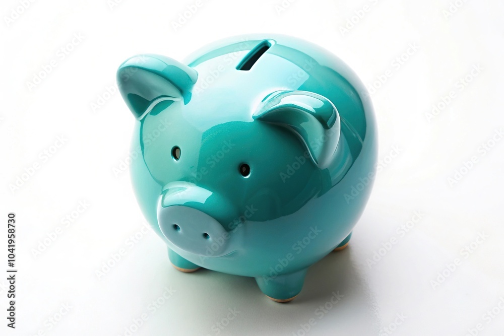 High angle view of aquamarine piggy bank High angle view of aquamarine piggy bank