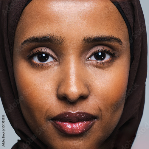 Beautiful arab middle-eastern woman with traditional abaya in studio