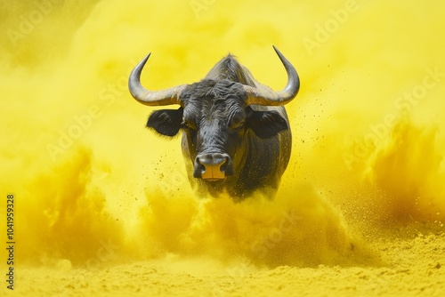 Black Bull in Yellow Dust Cloud