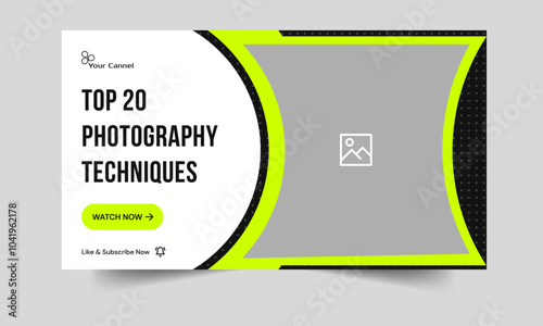 Best photography tips and tricks video thumbnail banner template design, photoshoot thumbnail, trendy video cover banner design, editable vector eps 10 file format