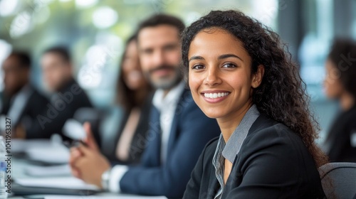 Business Professional Smiling in Meeting