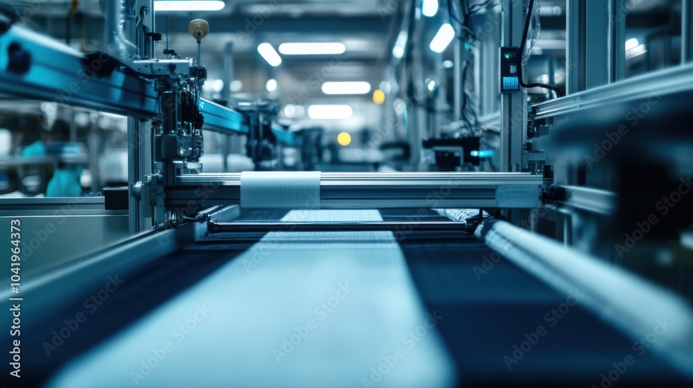 Fototapeta premium A smart clothing manufacturing plant using 3D printing and wearable technology integration, Smart textiles style, photo of