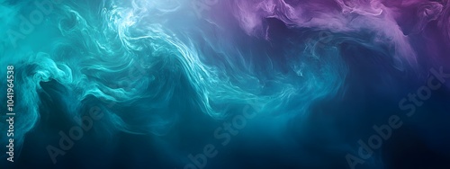 Abstract fluid art, with dark teal and purple hues and emerald green swirls, in a close-up, cinematic style.