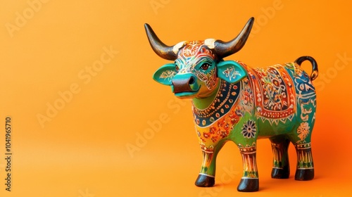 Indian Vasubaras festival of cows, Diwali celebration, decorated cows, buffalo, colorful, Gau mata photo