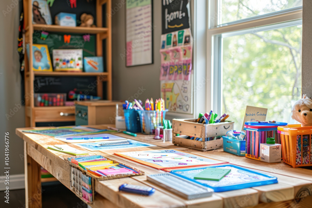 Homeschool setup where children are exploring subjects at their own pace with personalized lesson plans designed by parents Homeschool setup where children are exploring subjects at their own pace with personalized lesson plans designed by parents