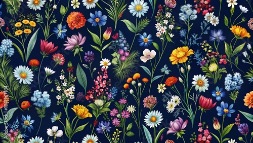 Multicolor Floral Background for Fashion Prints - Elegant Wildflower Pattern