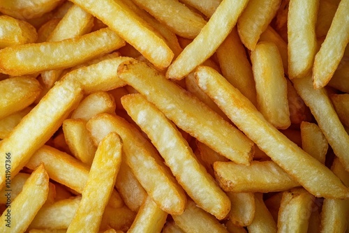 Freshly Cooked Golden French Fries Close Up
