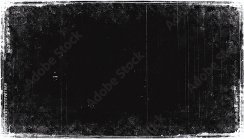 Vintage grunge Noir horror frame border texture. Grain texture. Film cinema strips. Dust scratches. Antique damaged and worn texture frame border